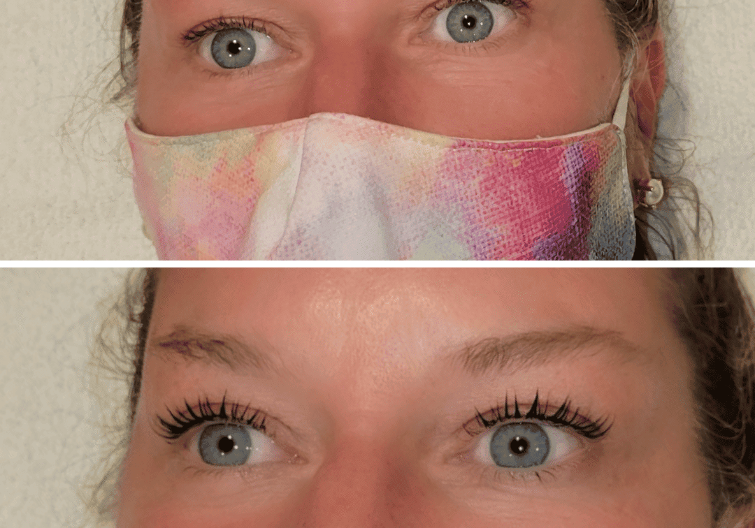 Lash enhancement results with curled natural lashes